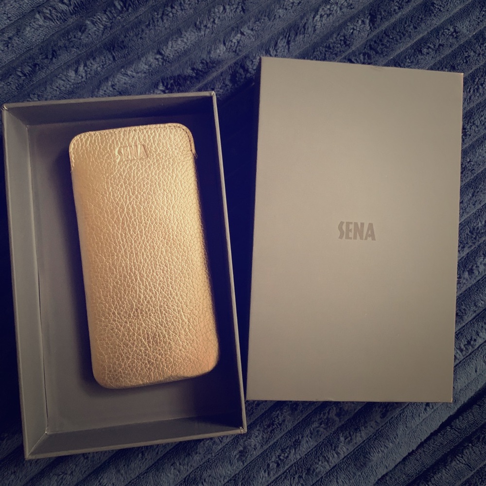 Gold leather iPhone 8 case by SENA